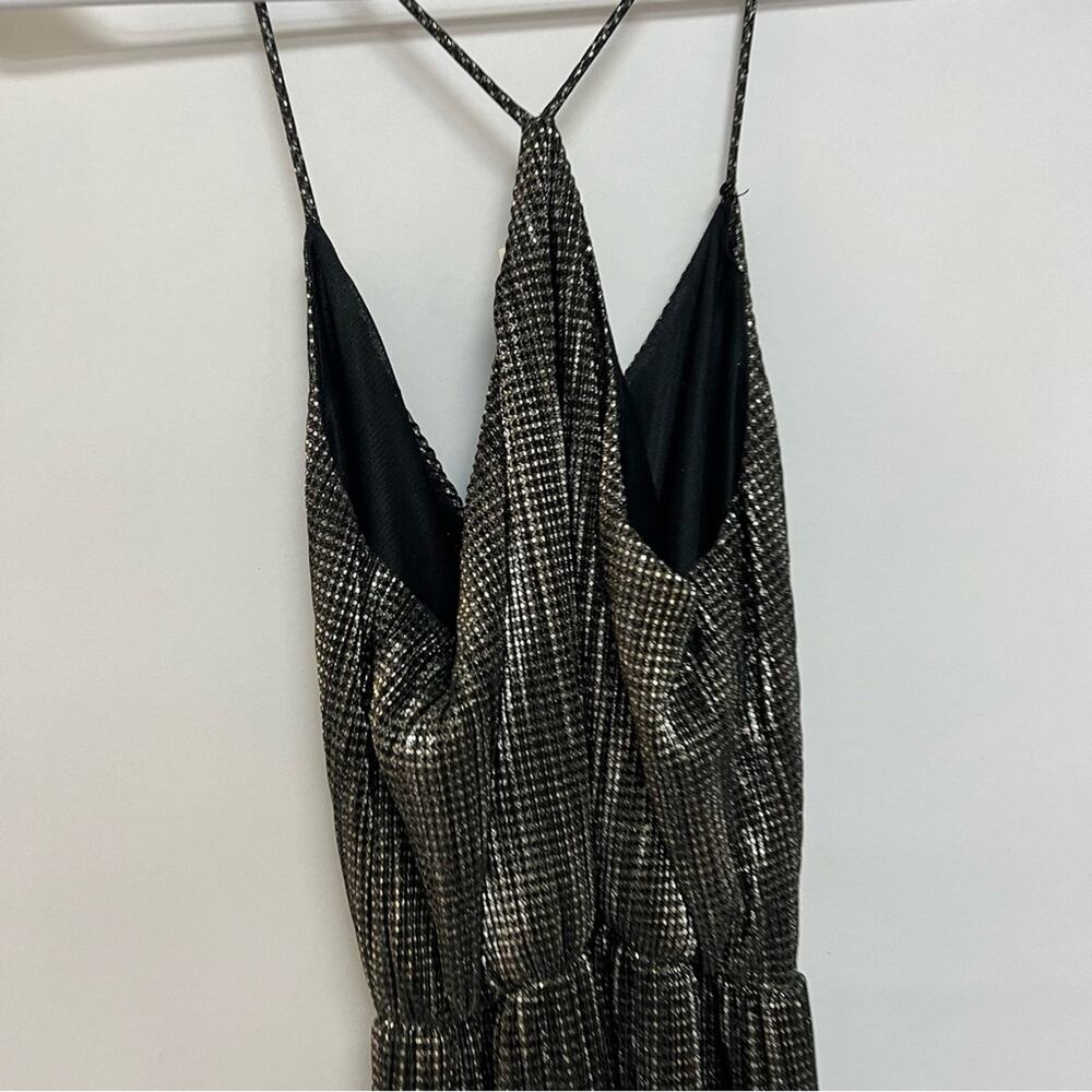 Lush Metallic Jumpsuit Wide Leg Trouser Silver Gold Gunmetal Dressy Size Small - Picture 11 of 12